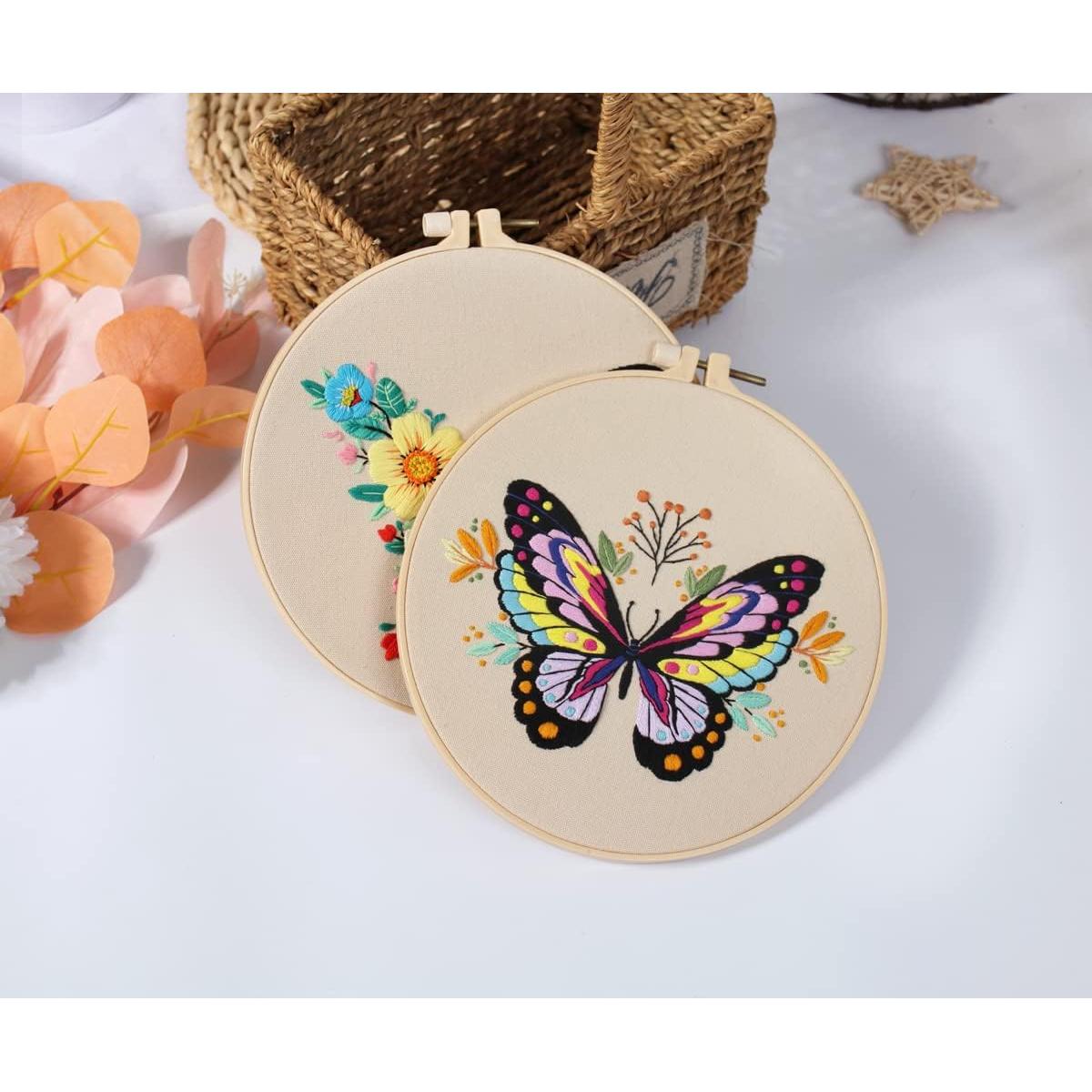 Kit de Bordado Konrisa Mariposa y Flor para Principiantes