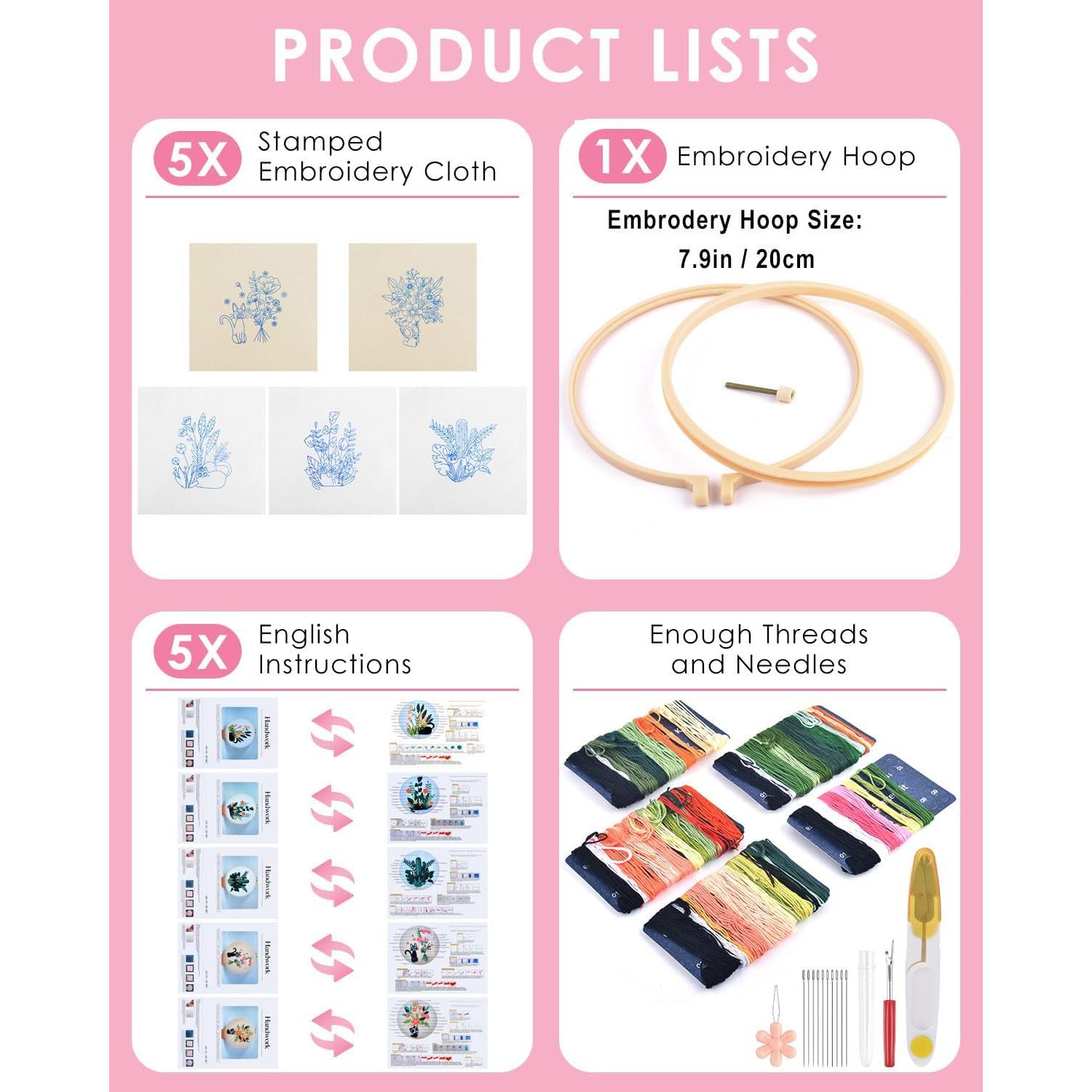 Kit de Bordado TINDTOP para Principiantes Gato Negro y Flor