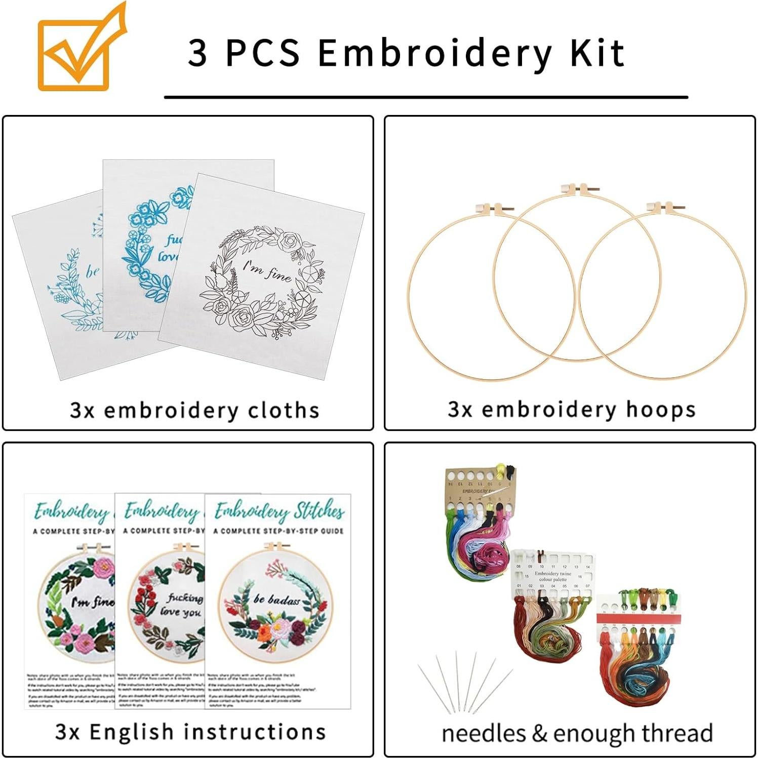 Kit de Bordado Nuberlic 3 Piezas para Principiantes Adultos