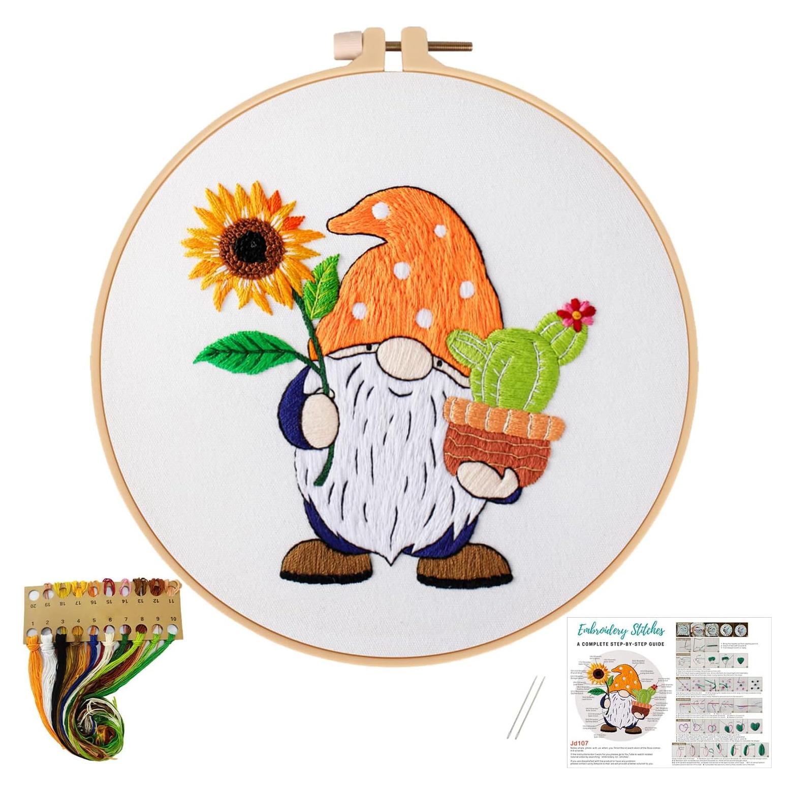 Kit de Bordado Nuberlic Girasol y Gnomo para Principiantes