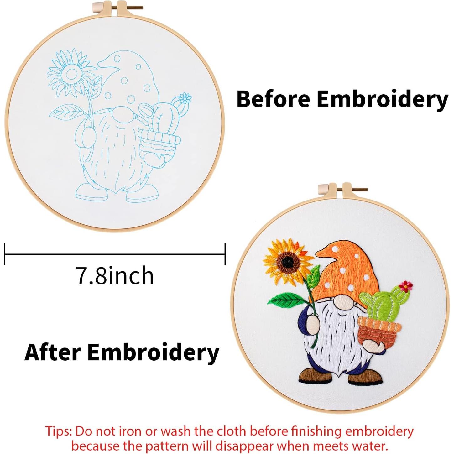 Kit de Bordado Nuberlic Girasol y Gnomo para Principiantes