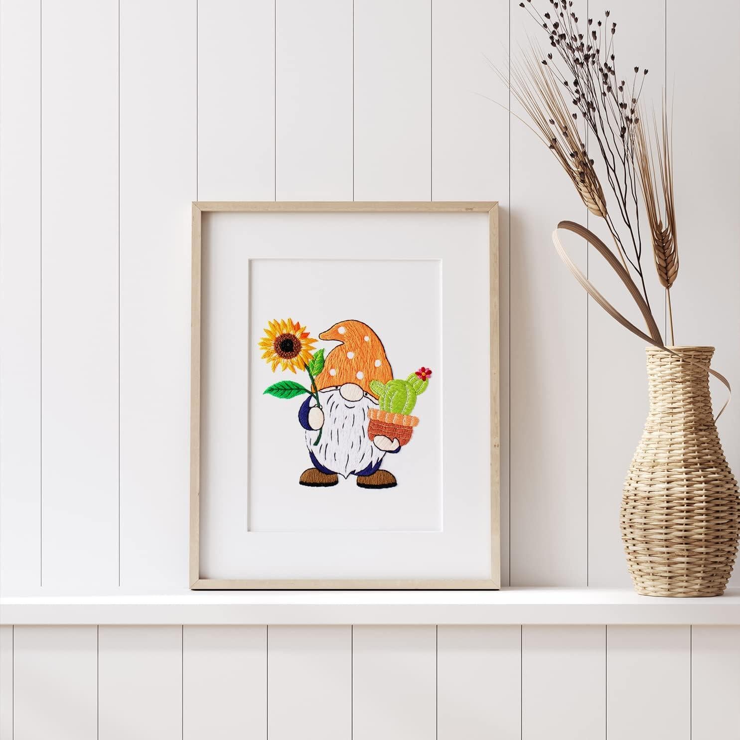 Kit de Bordado Nuberlic Girasol y Gnomo para Principiantes