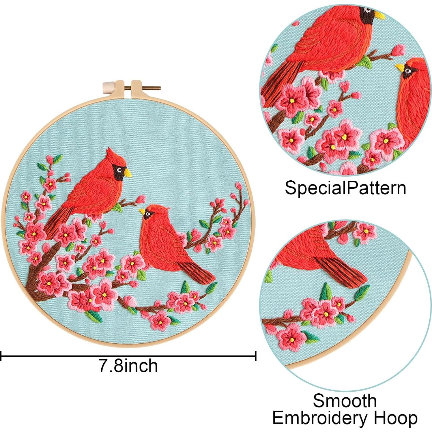 Kit de Bordado Nuberlic para Principiantes - 3 Diseños de Pájaro