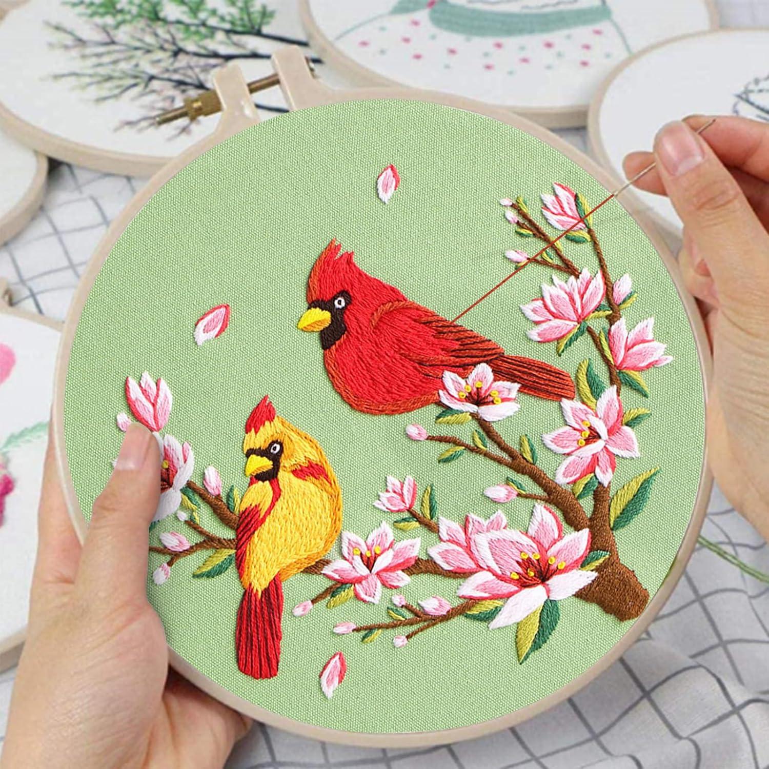Kit de Bordado Nuberlic para Principiantes - 3 Diseños de Pájaro