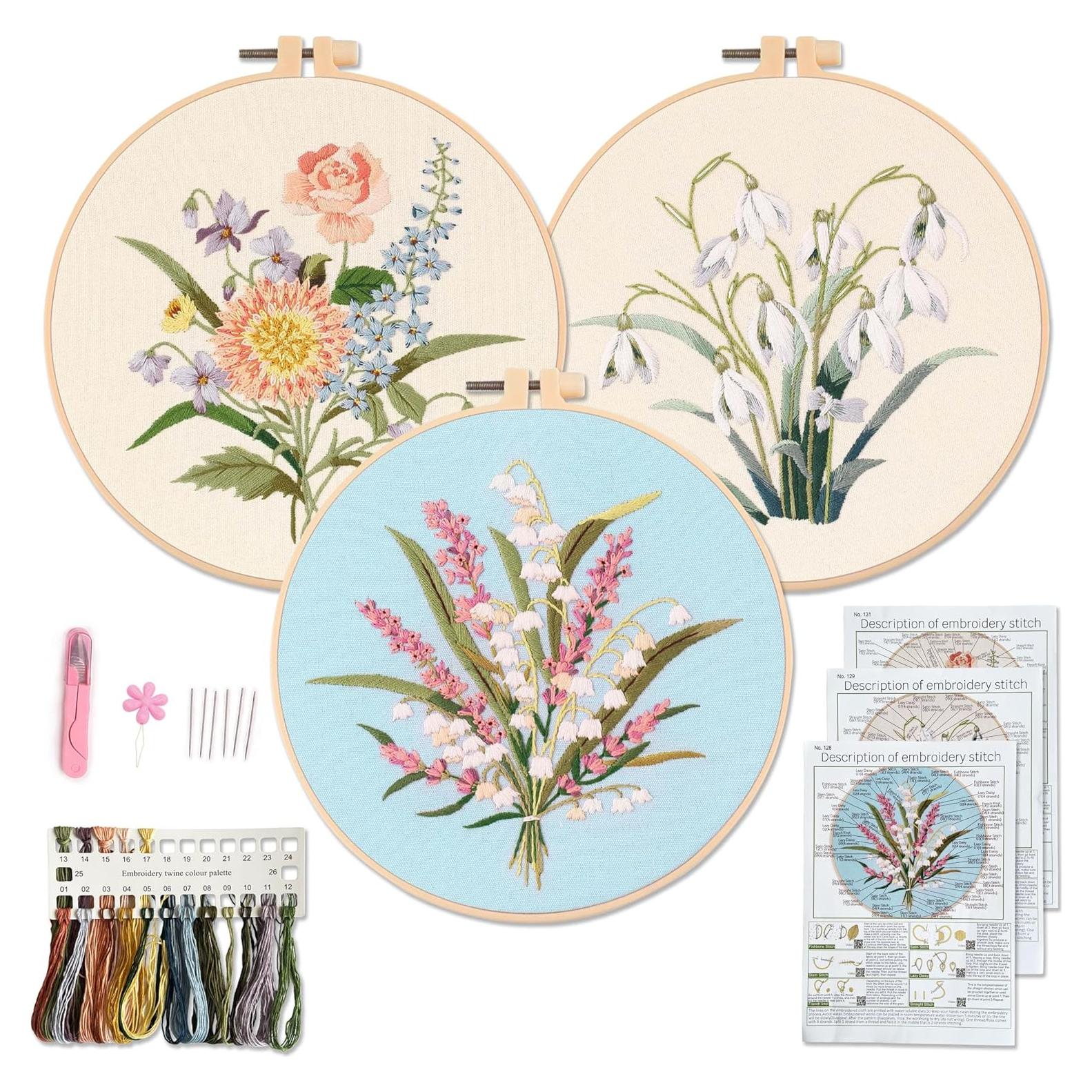 Kit de Bordado Myfelicity Floral para Adultos y Principiantes