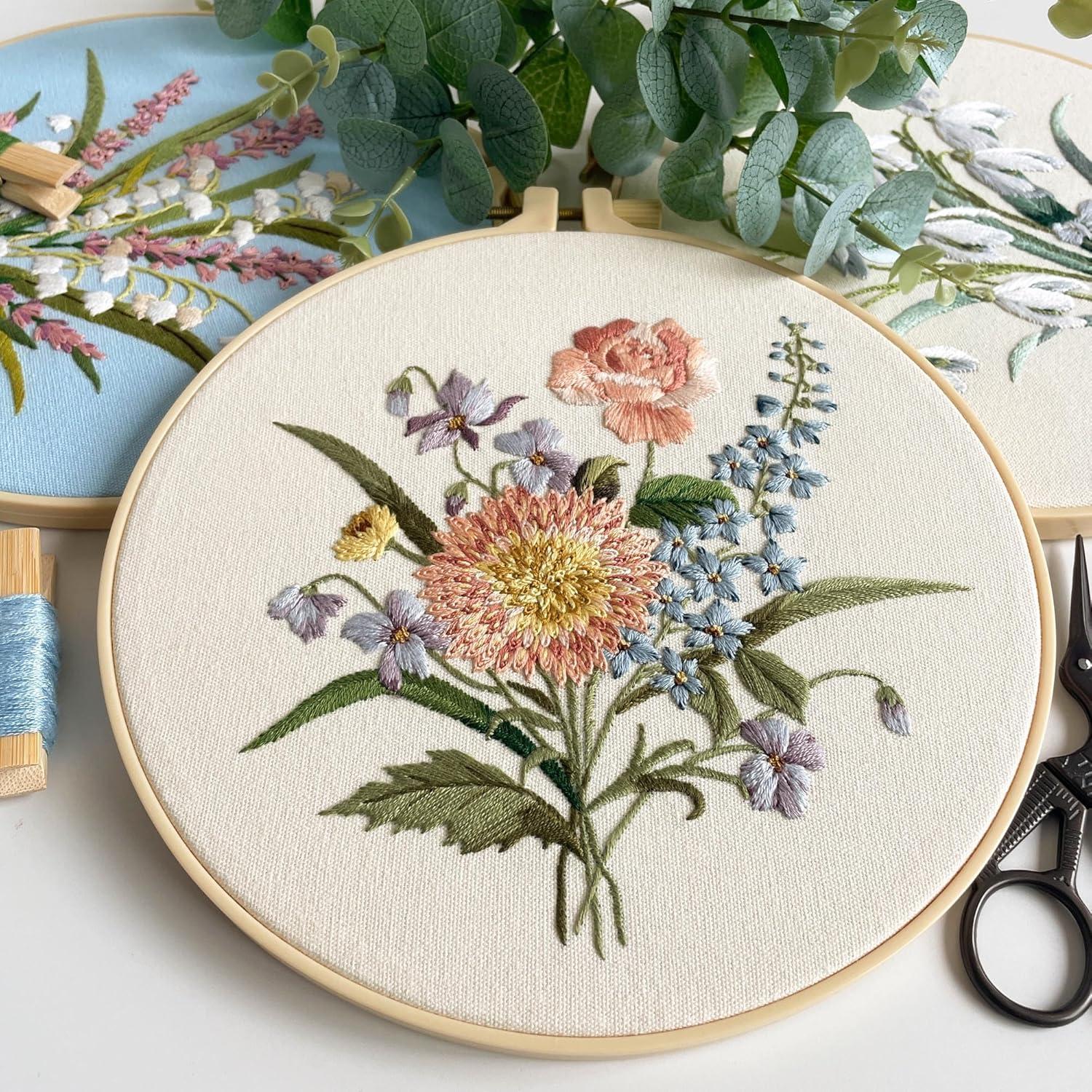 Kit de Bordado Myfelicity Floral para Adultos y Principiantes