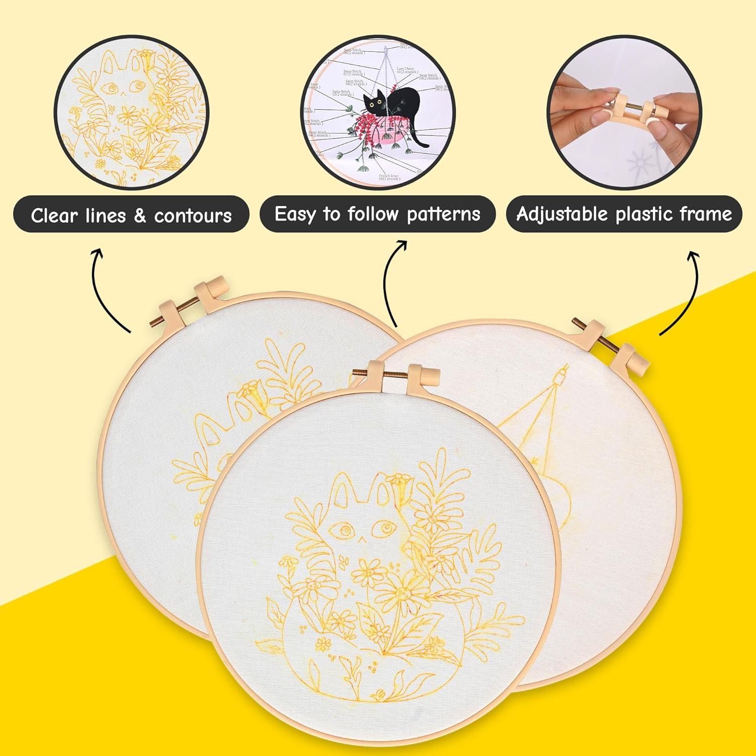 Kit de Bordado Completo The ZenStore - Gatos Negros y Gatitos