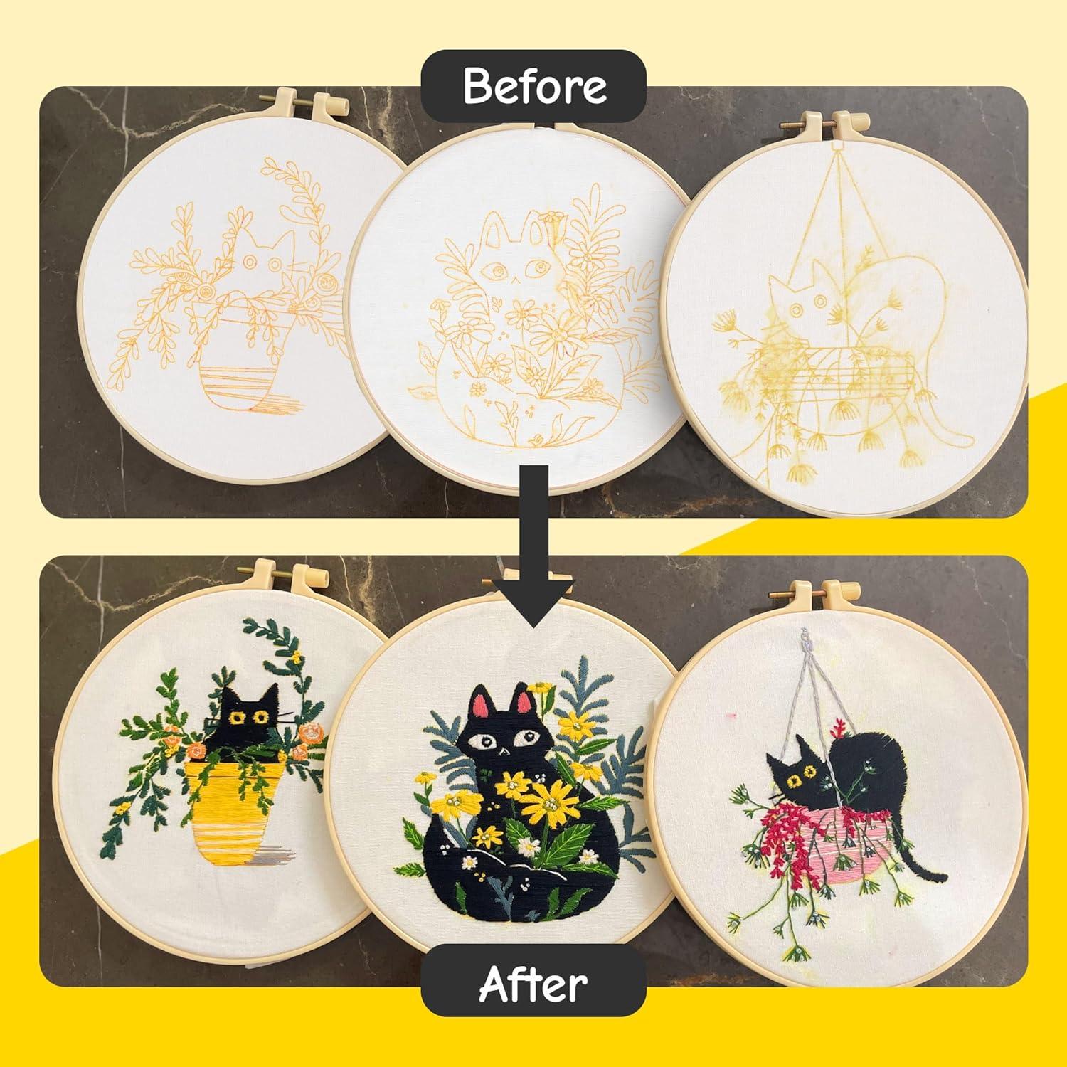 Kit de Bordado Completo The ZenStore - Gatos Negros y Gatitos