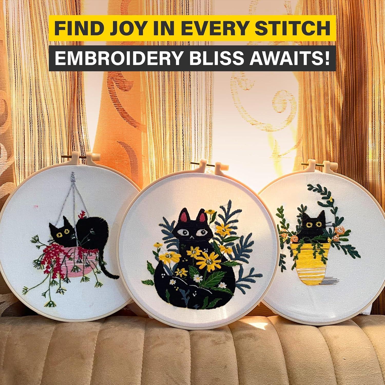 Kit de Bordado Completo The ZenStore - Gatos Negros y Gatitos