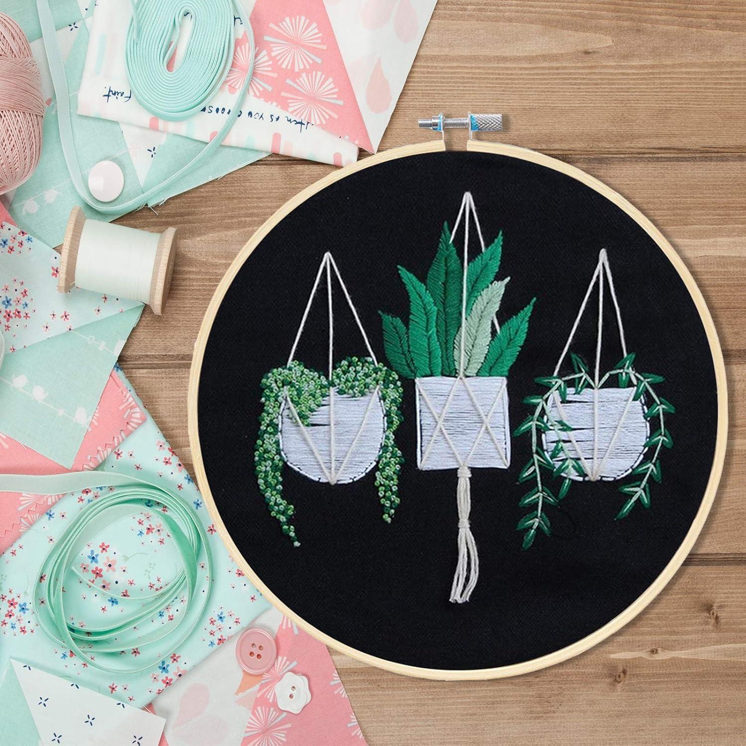 Kit de Bordado Completo KISSBUTY con Patrón de Plantas 20cm