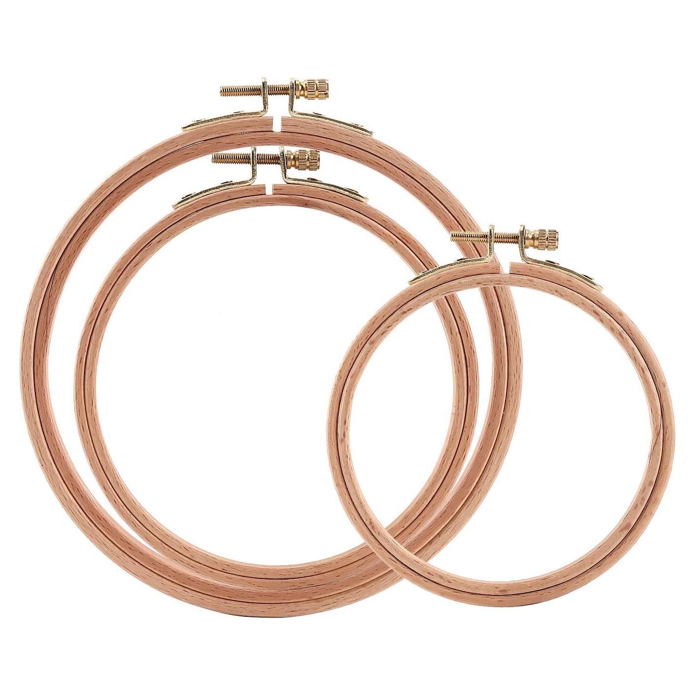 Conjunto de Aros de Bordado de Madera de Haya 3 Piezas 18-24 cm