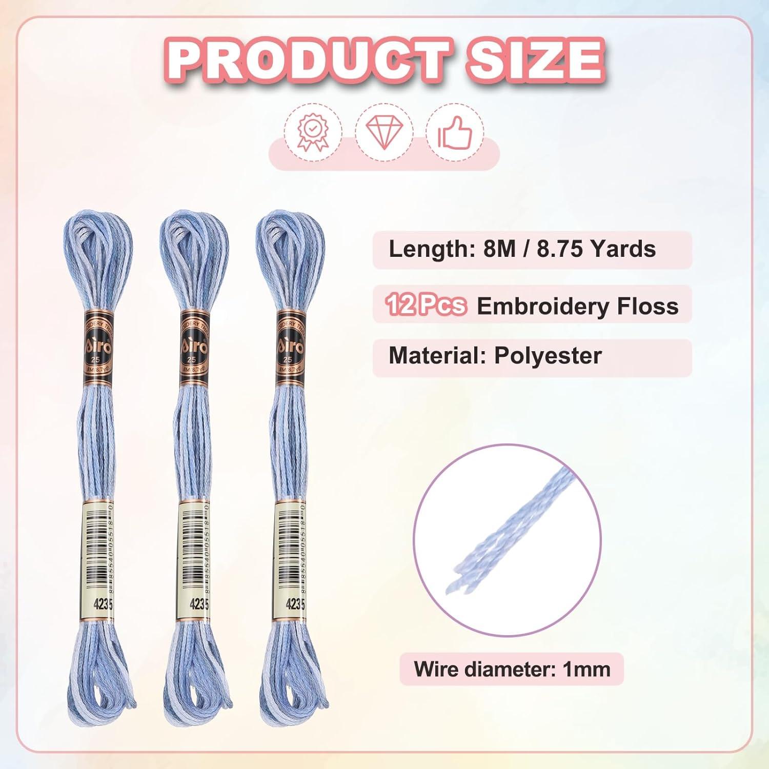 Hilo de Bordado PATIKIL 12 Madejas Poliester 8M Azul Púrpura