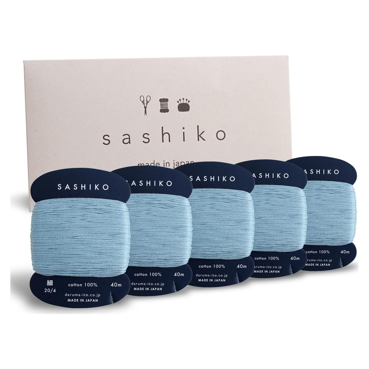 Hilo Sashiko 100% Algodón DARUMA 39.9m Azul Claro x5pcs