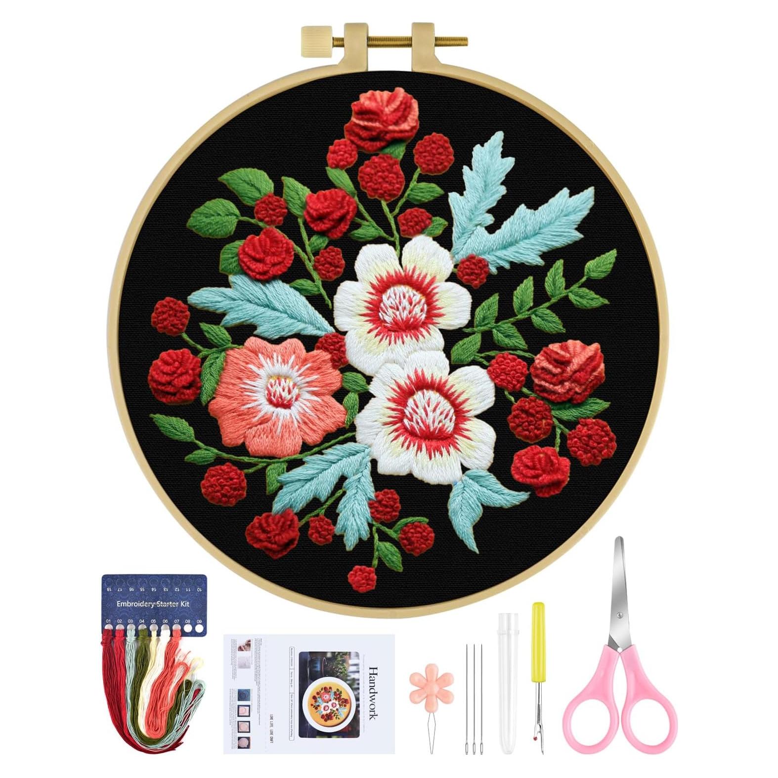 Kit de Bordado ERKOON para Principiantes - Colibrí y Flor