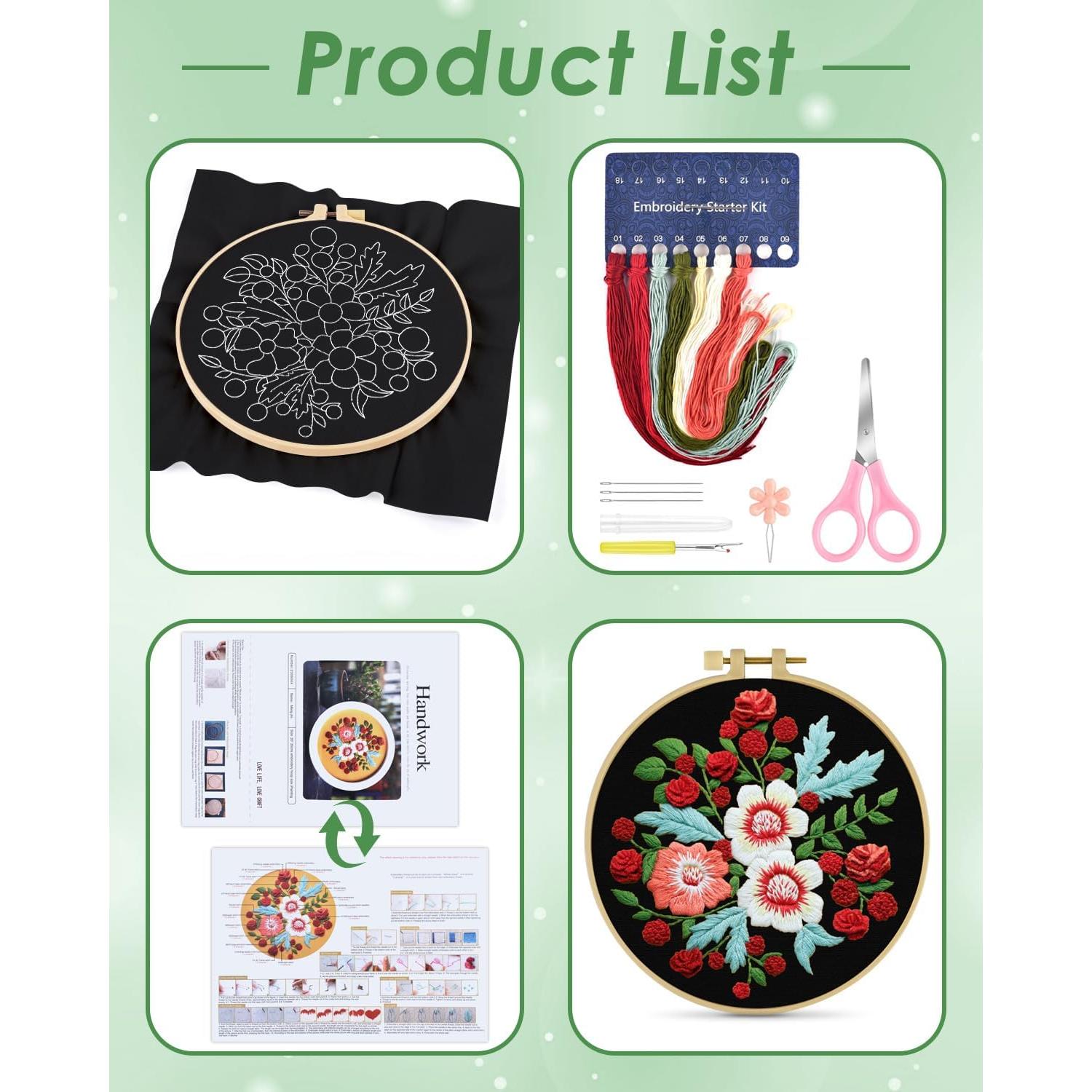 Kit de Bordado ERKOON para Principiantes - Colibrí y Flor