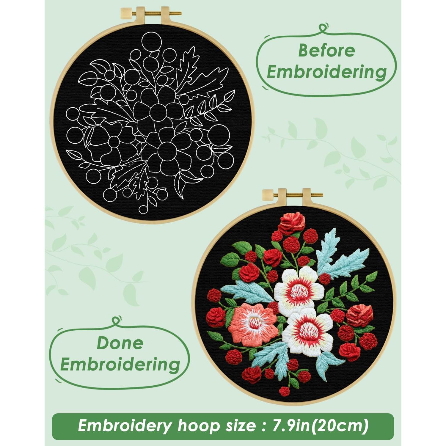 Kit de Bordado ERKOON para Principiantes - Colibrí y Flor