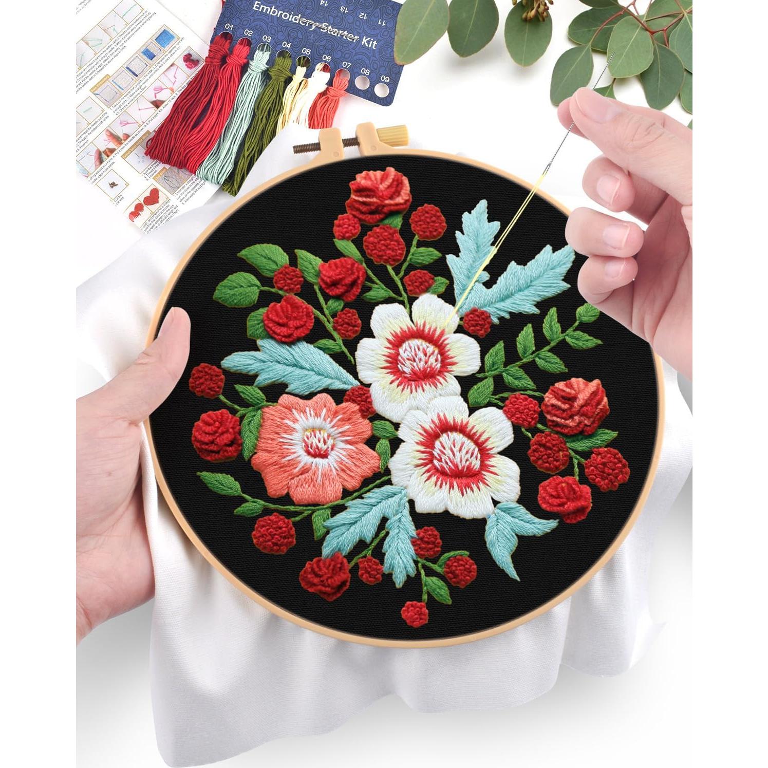 Kit de Bordado ERKOON para Principiantes - Colibrí y Flor