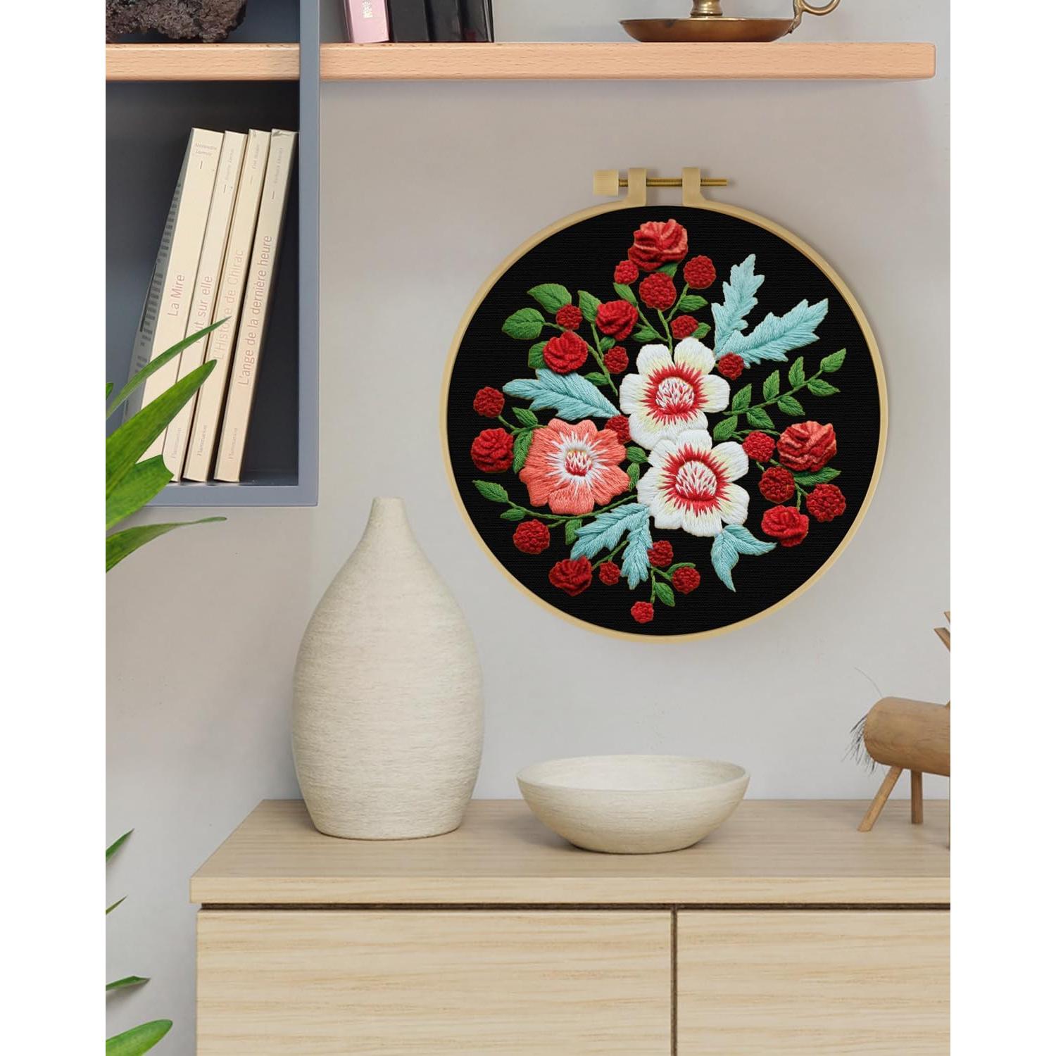 Kit de Bordado ERKOON para Principiantes - Colibrí y Flor