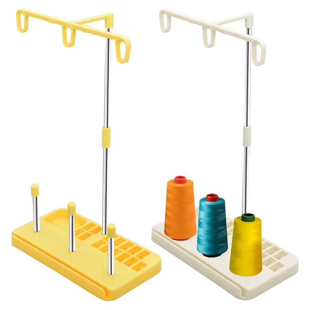 Soporte de Hilo Vuzvuv para 3 Bobinas - Organizador Blanco-Amarillo