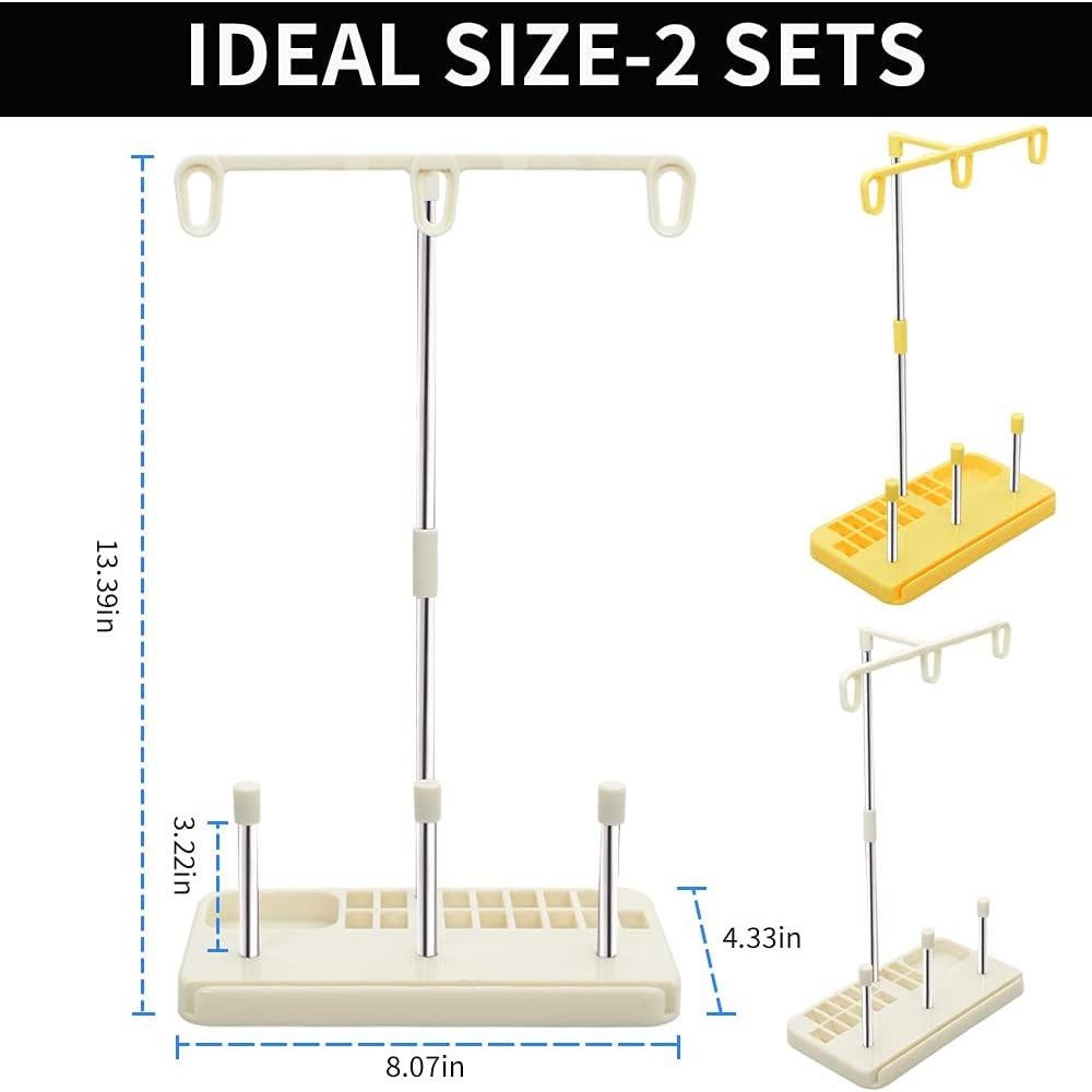Soporte de Hilo Vuzvuv para 3 Bobinas - Organizador Blanco-Amarillo
