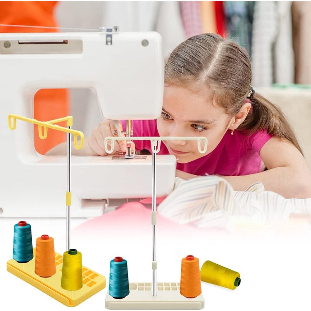 Soporte de Hilo Vuzvuv para 3 Bobinas - Organizador Blanco-Amarillo