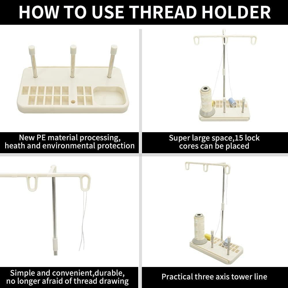 Soporte de Hilo Vuzvuv para 3 Bobinas - Organizador Blanco-Amarillo