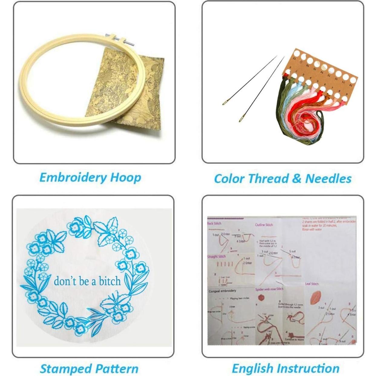 Kit de Bordado Nuberlic Punto de Cruz con Patrón y Aro