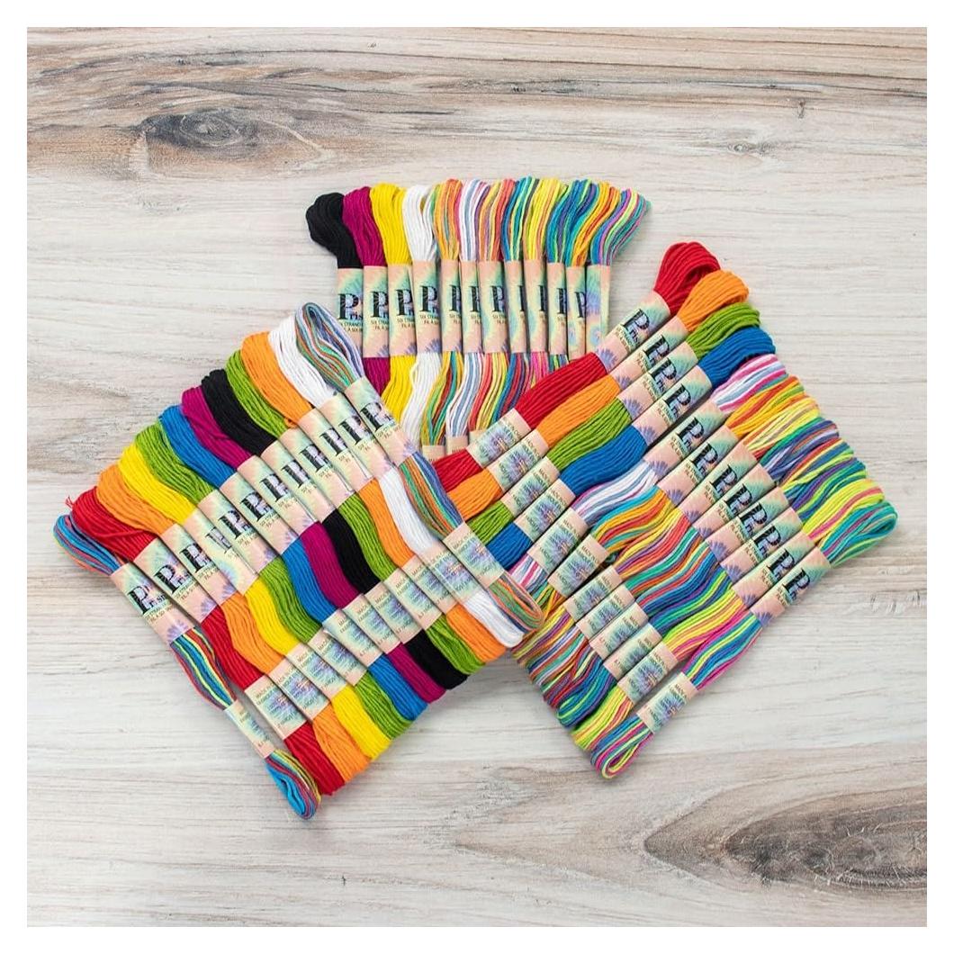 Hilo de Bordado Craft County - 24 Madejas 100% Algodón Tie Dye