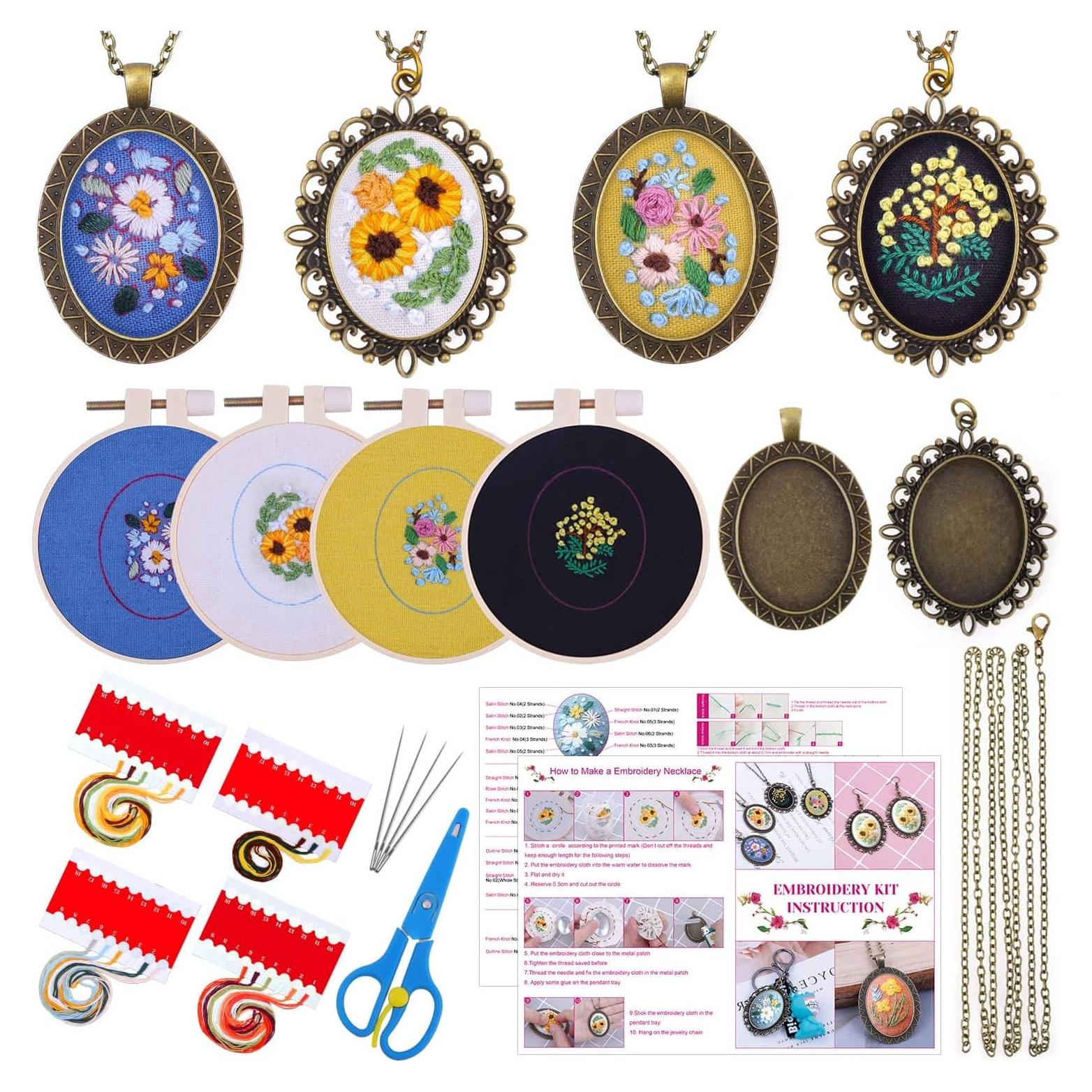 Kit de Bordado Shynek para Principiantes - 4 Aros 8.89 cm