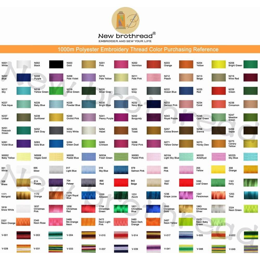 Hilo de Bordar New brothread 8 Bobinas 1000m Poliester
