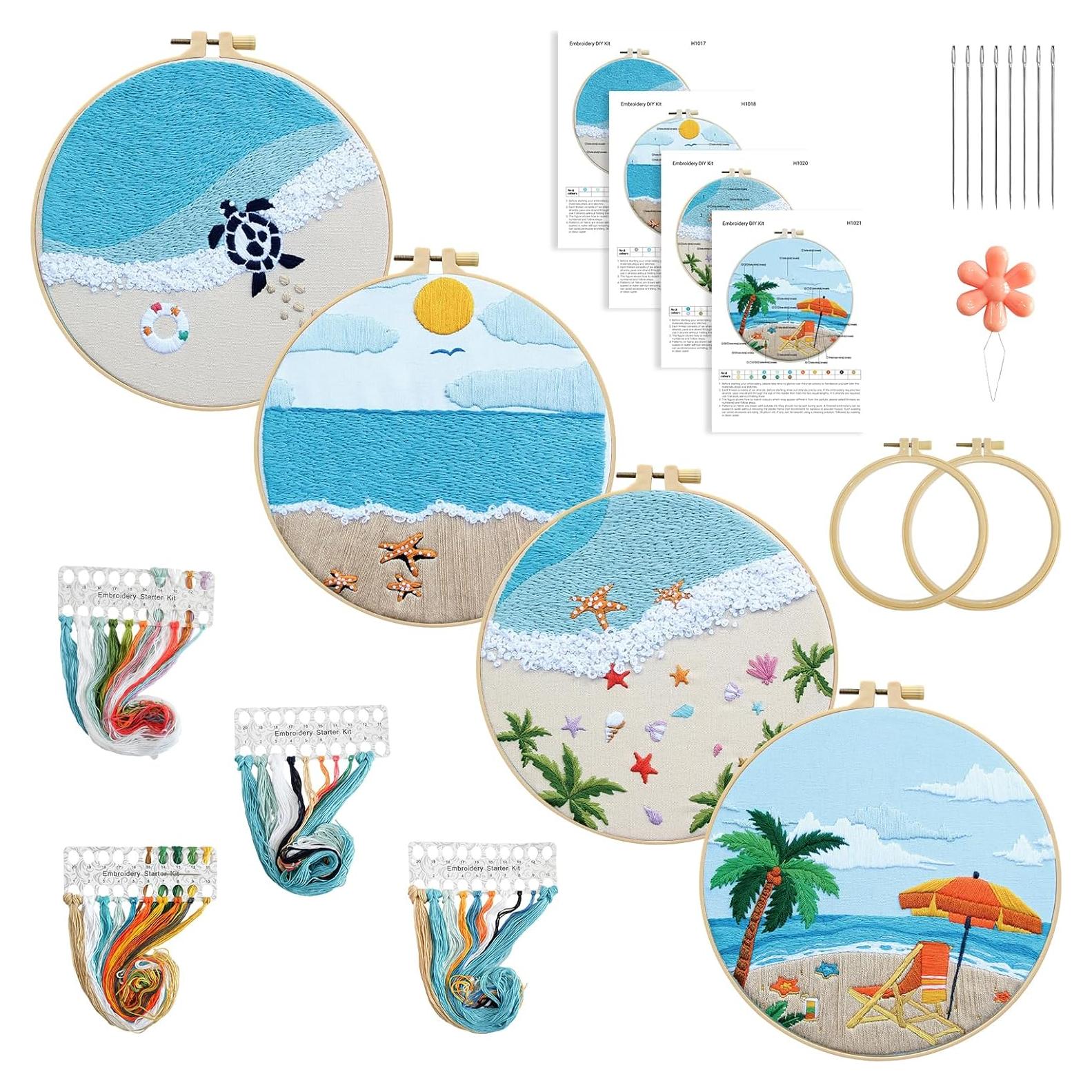 Kit de Bordado Oceánico ElasignShopo para Principiantes 4 Set