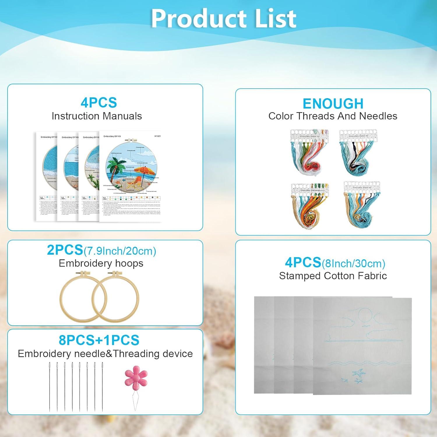 Kit de Bordado Oceánico ElasignShopo para Principiantes 4 Set