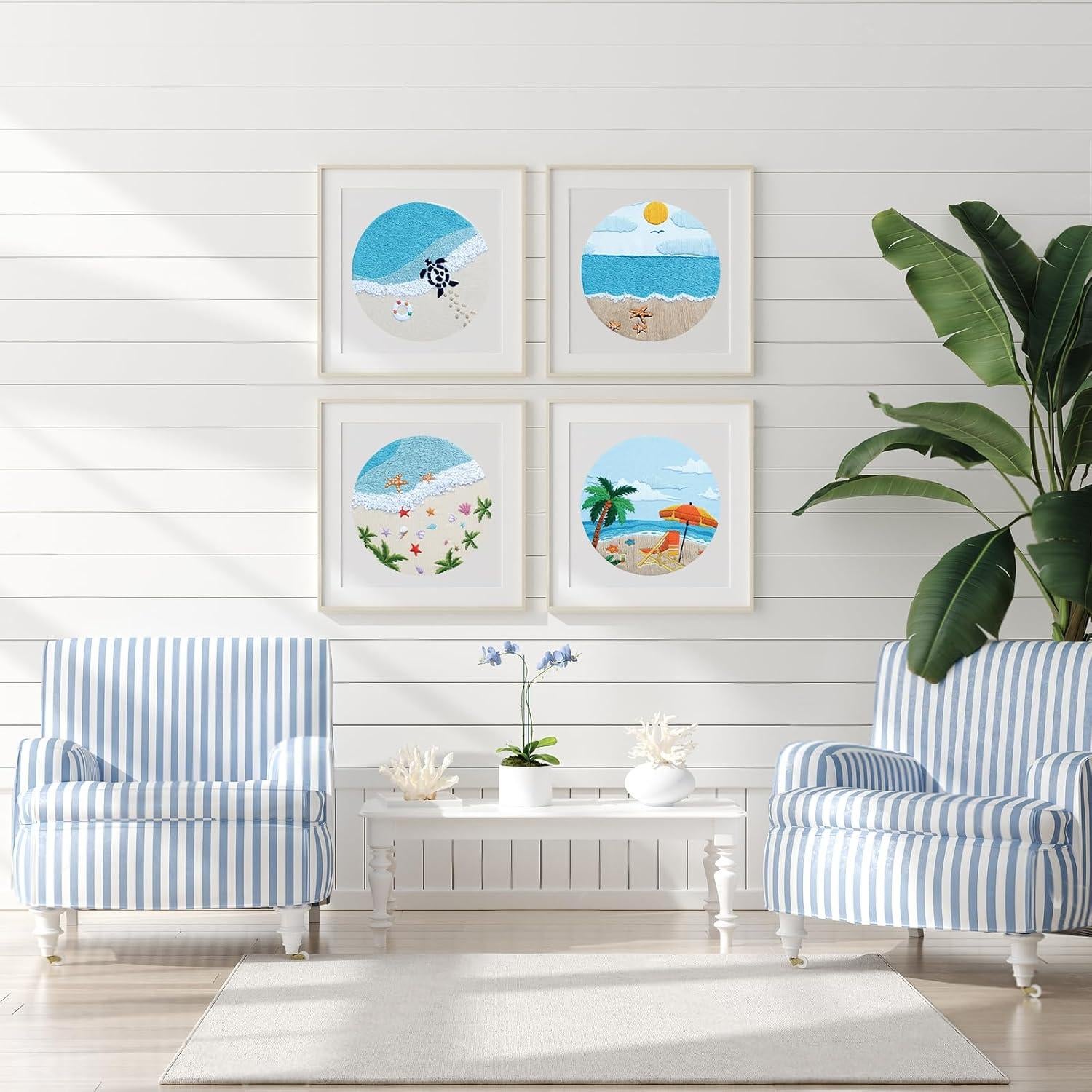 Kit de Bordado Oceánico ElasignShopo para Principiantes 4 Set