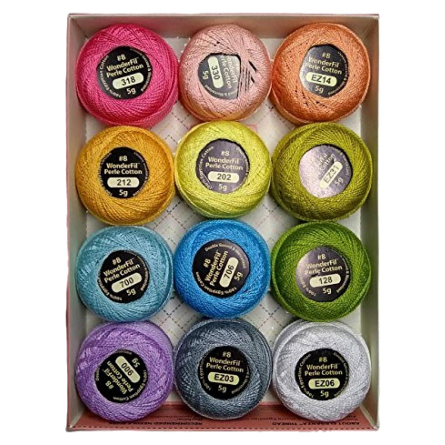 Colección de Hilos de Bordado Eleganza #8 Algodón 100% 12 Colores