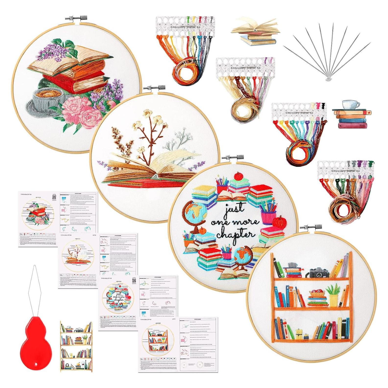 Kit de Bordado Unittype 4 Juegos Punto de Cruz DIY Libros