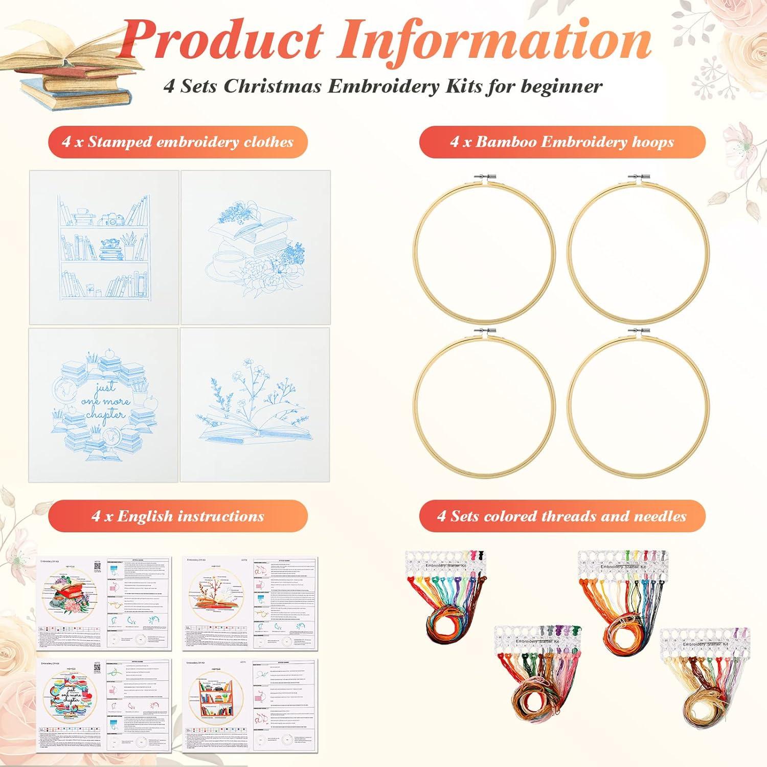 Kit de Bordado Unittype 4 Juegos Punto de Cruz DIY Libros