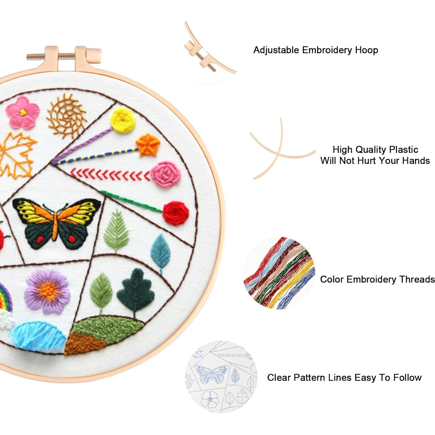 Kit de Bordado para Principiantes Angdarun 4 Piezas con Instrucciones
