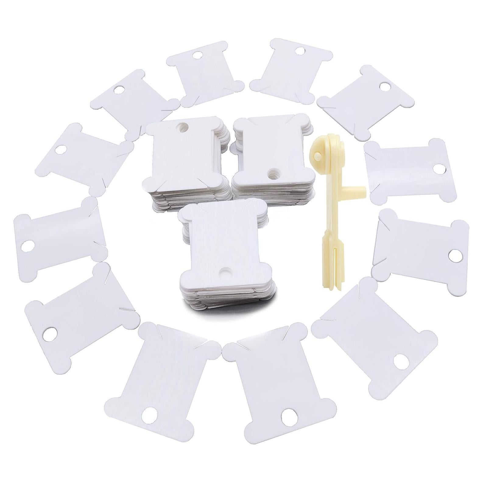 Fokanlo 300 Bobinas de Plástico con Enrollador Blanco para Bordado