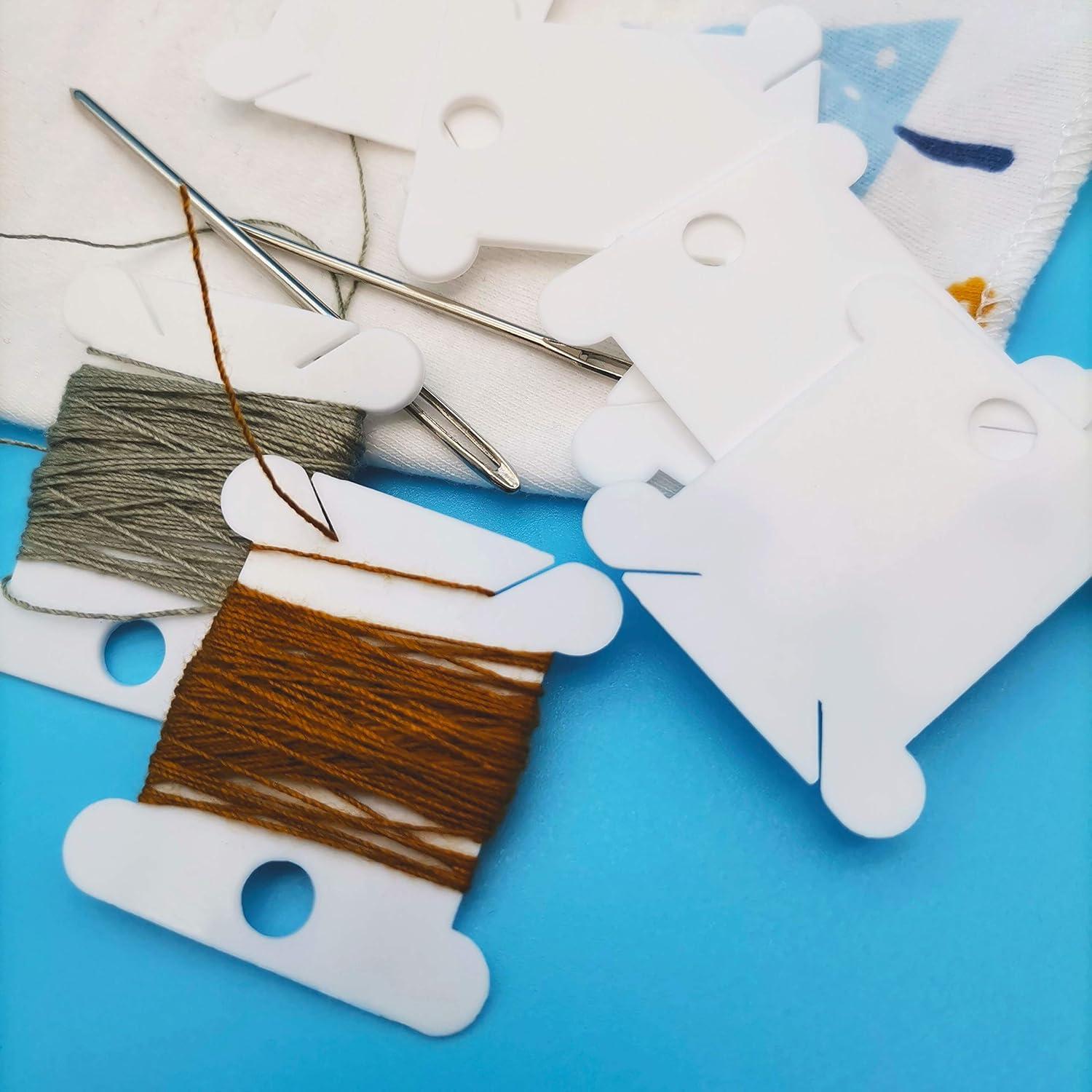 Fokanlo 300 Bobinas de Plástico con Enrollador Blanco para Bordado