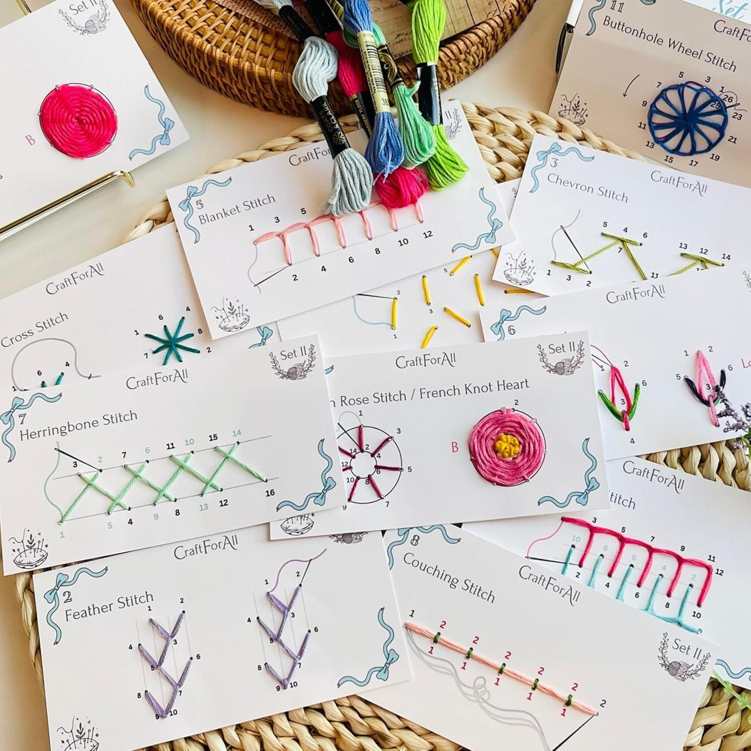 Kit de Bordado Craft For All - 12 Tarjetas Pre-Perforadas