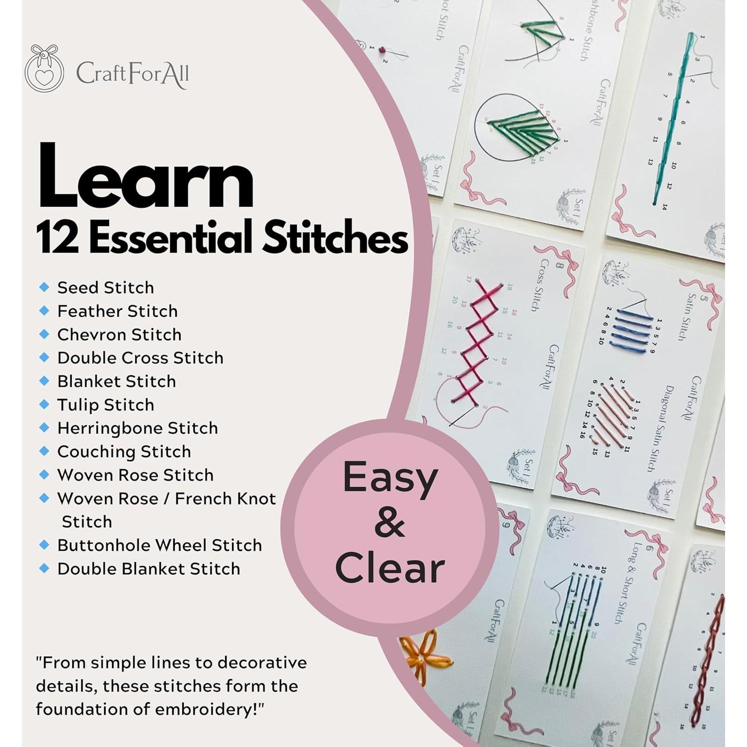 Kit de Bordado Craft For All - 12 Tarjetas Pre-Perforadas
