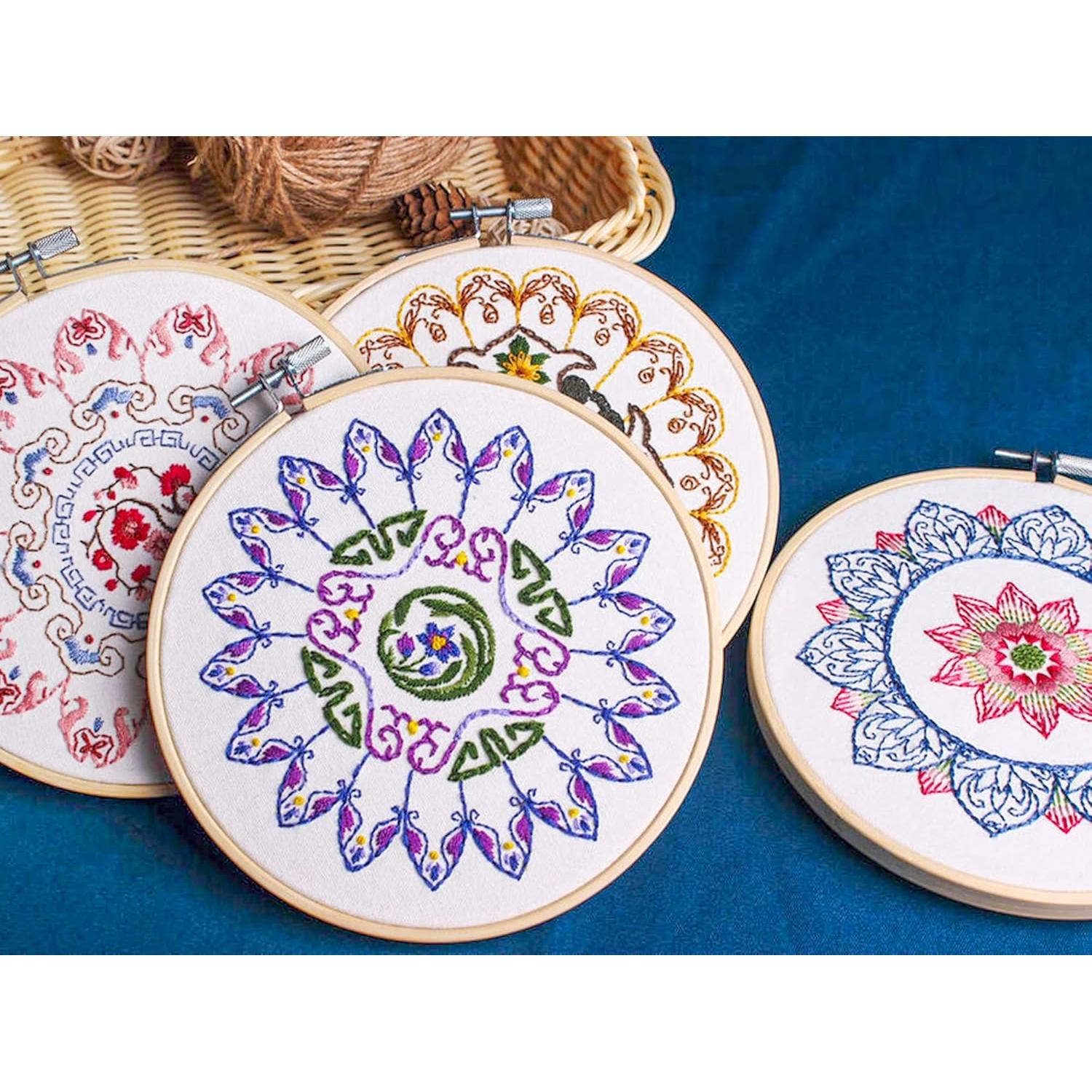 Kit de Bordado Mandala Whaline para Principiantes 4 Piezas