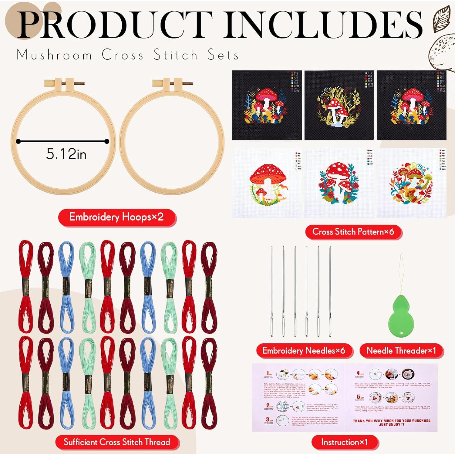 Kit de Bordado Juexica 6 Piezas Setas para Principiantes