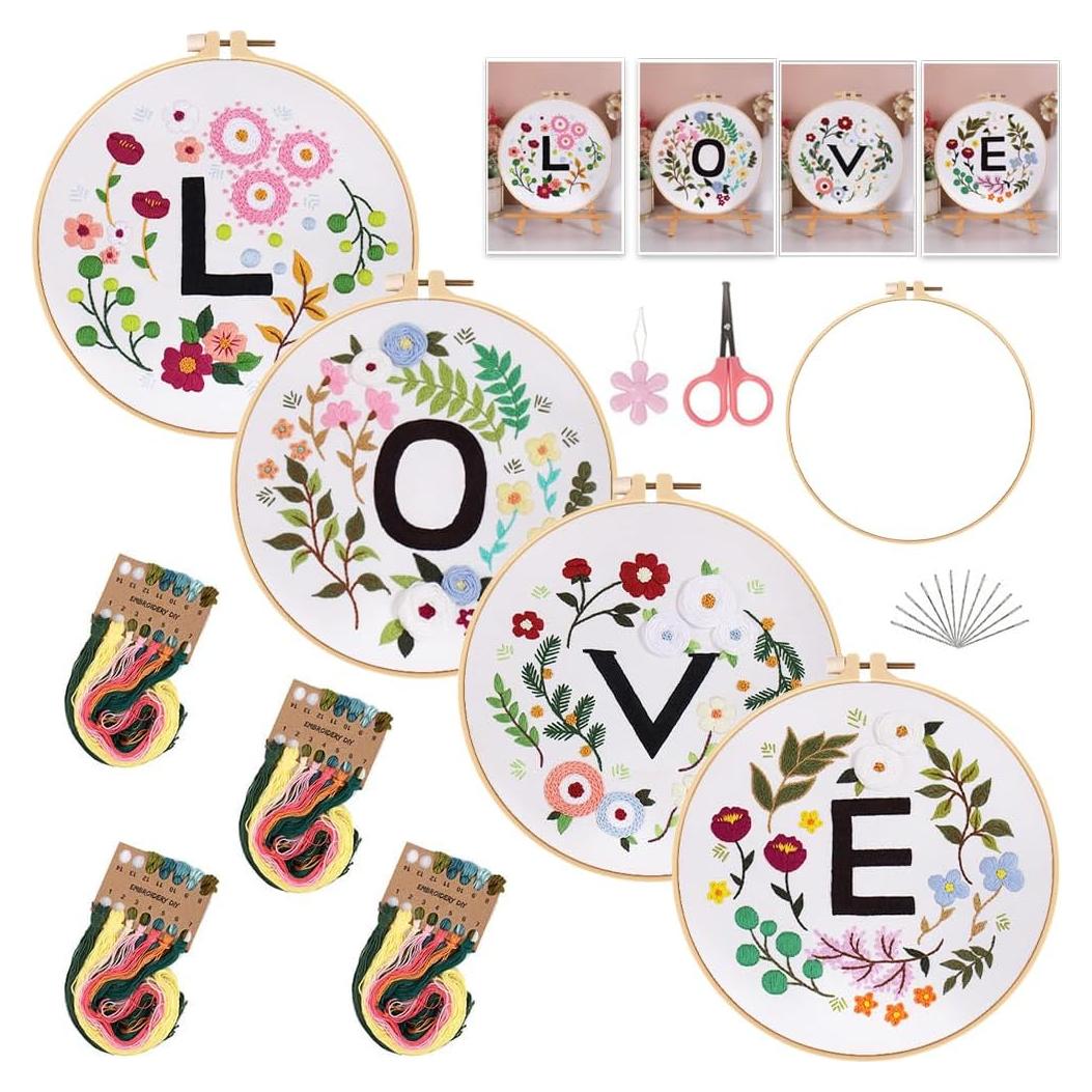 Kit de Bordado Wnddle para Principiantes - 4 Patrones Amor