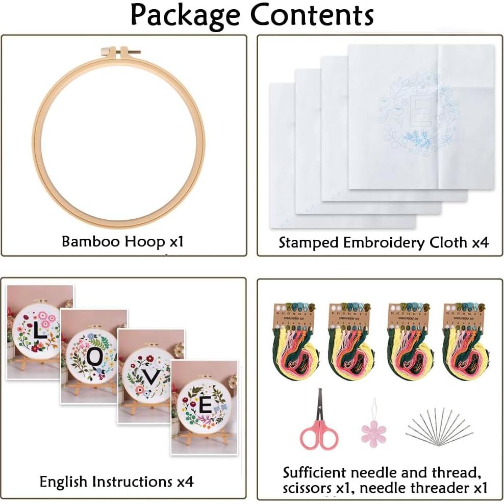 Kit de Bordado Wnddle para Principiantes - 4 Patrones Amor