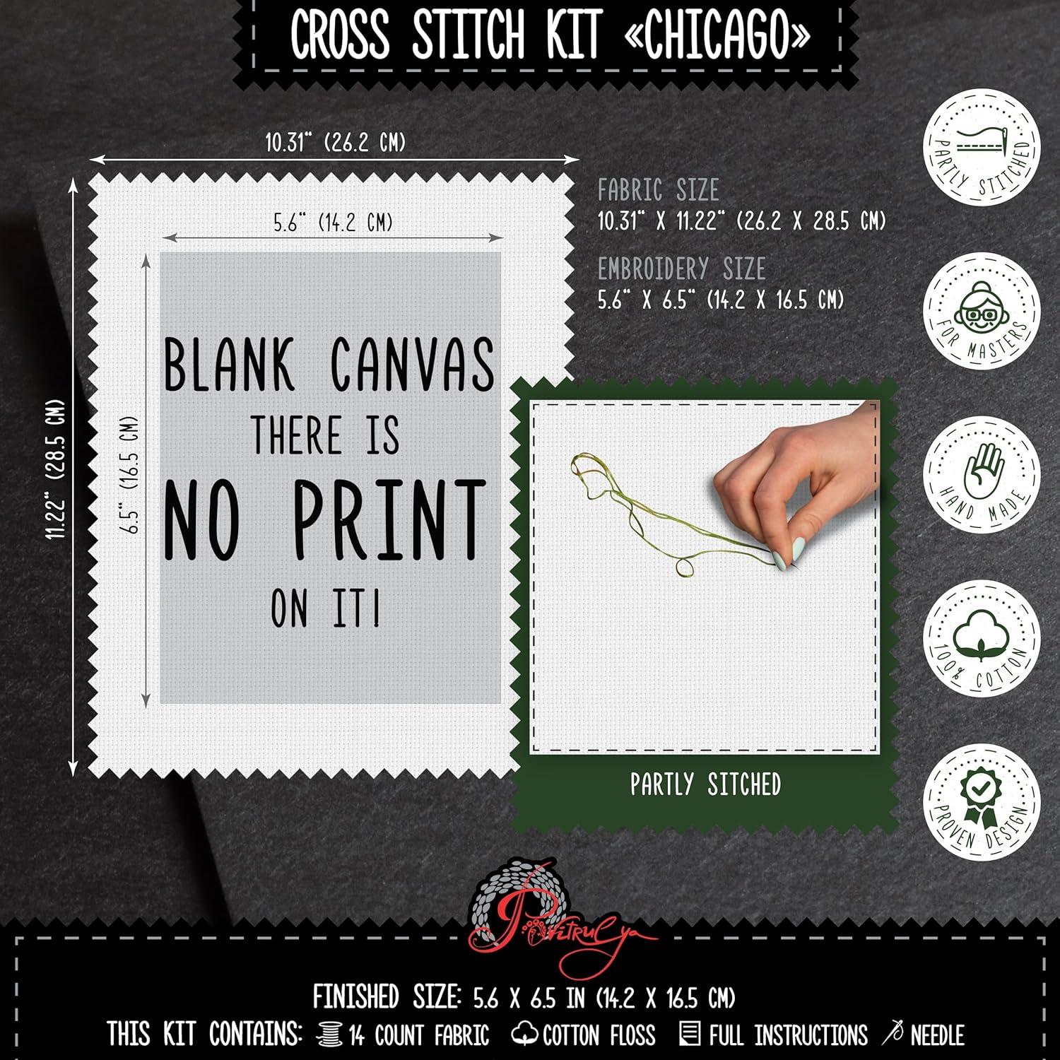 Kit de Bordado a Mano Povitrulya Chicago - Punto de Cruz 14 Cuentas