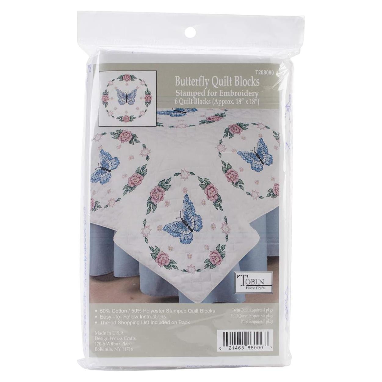 Set de 6 Bloques de Colcha Tobin Mariposa para Bordado