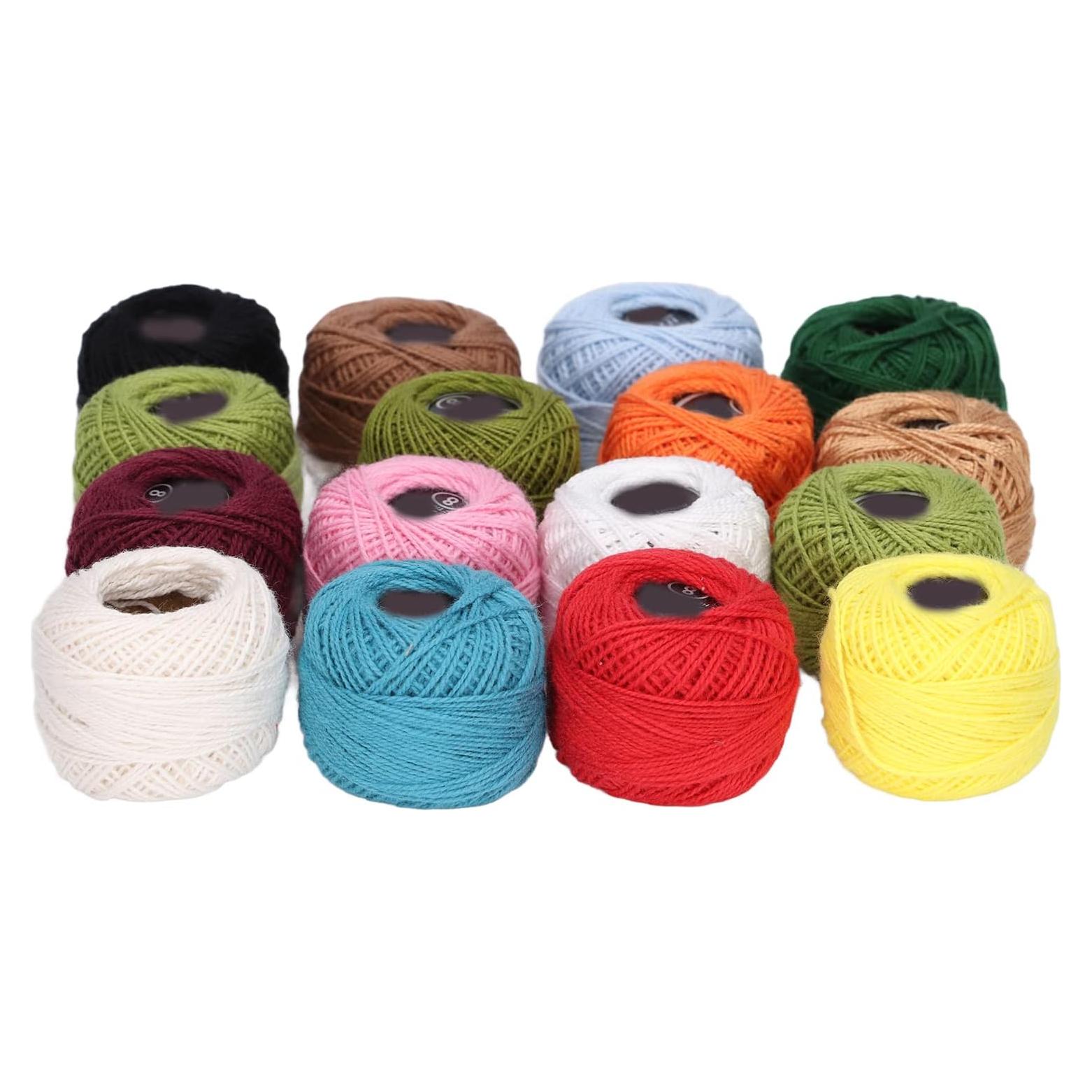 Juego de 16 Piezas de Hilo de Ganchillo GLOGLOW Algodón Colorido