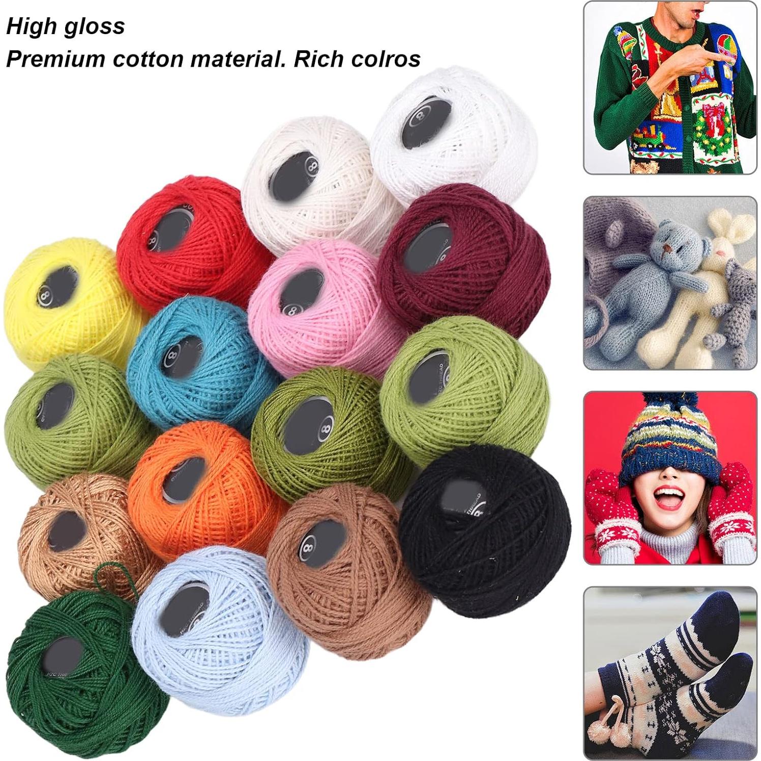 Juego de 16 Piezas de Hilo de Ganchillo GLOGLOW Algodón Colorido