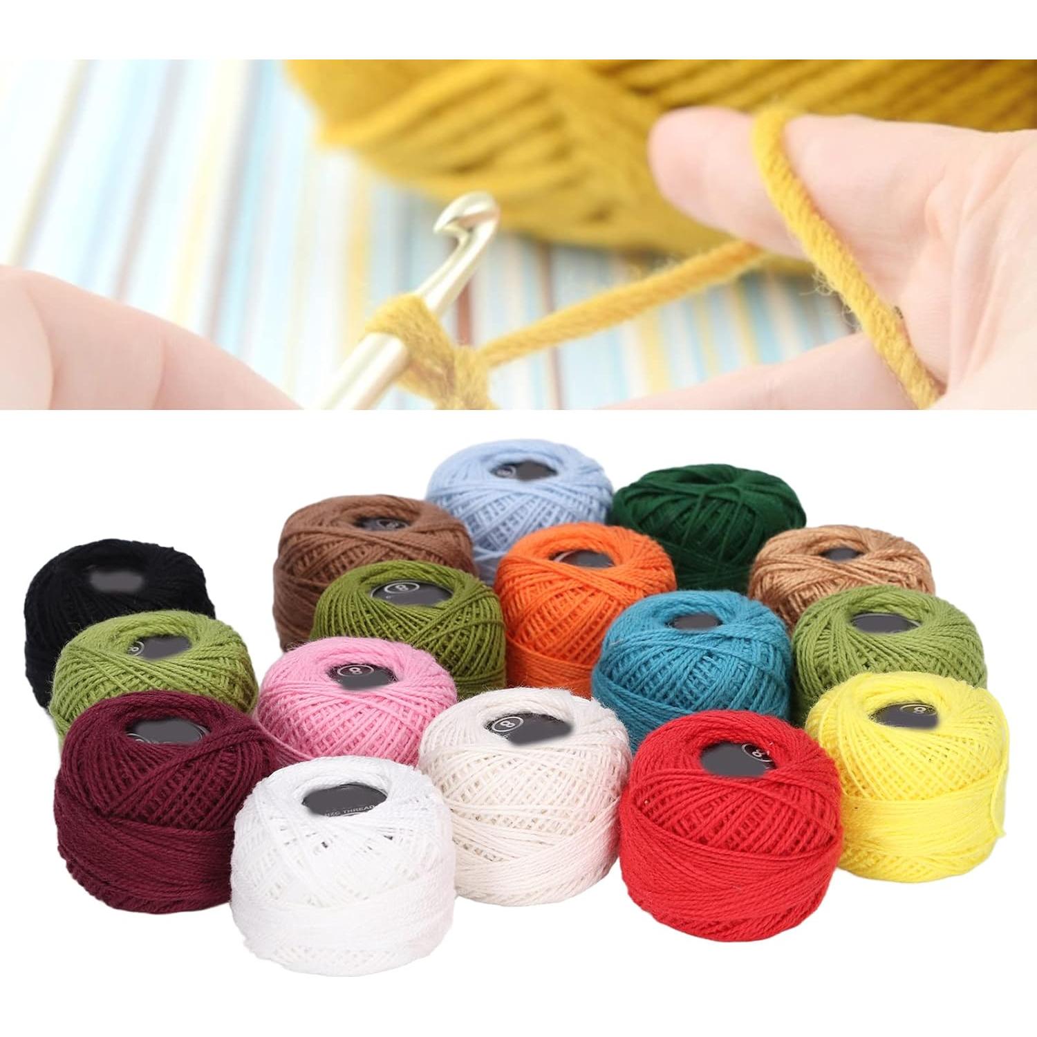 Juego de 16 Piezas de Hilo de Ganchillo GLOGLOW Algodón Colorido